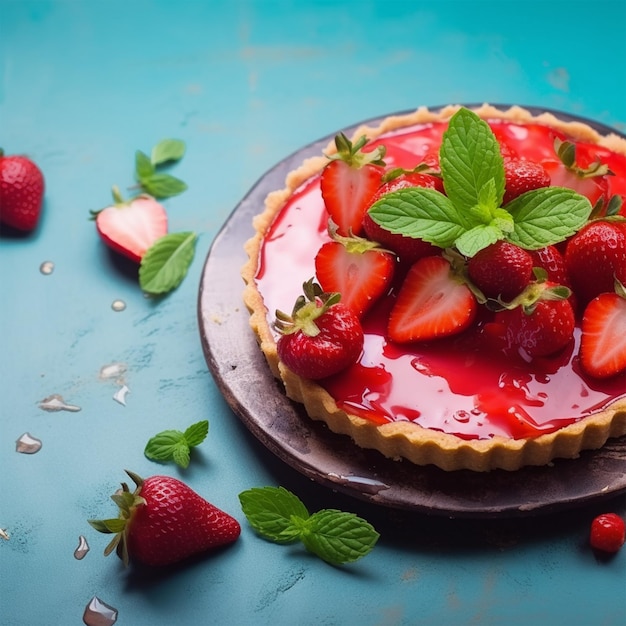 Tarta fresca glaseada con fresas