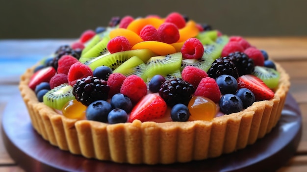 Una tarta de frutas con una corteza de tarta