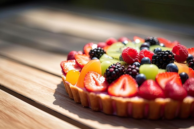 Tarta de frutas vibrante repleta de sabores coloridos