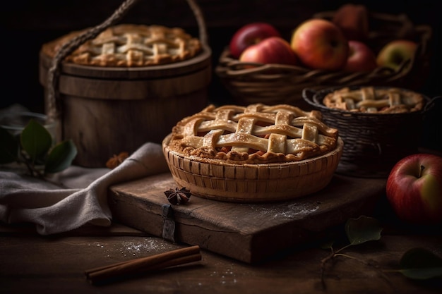 Tarta de manzana americana fresca IA generativa