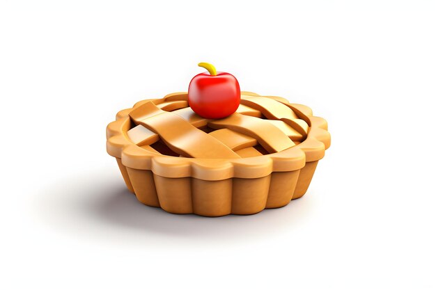 Tarta de manzana en una cesta sobre un fondo blanco.
