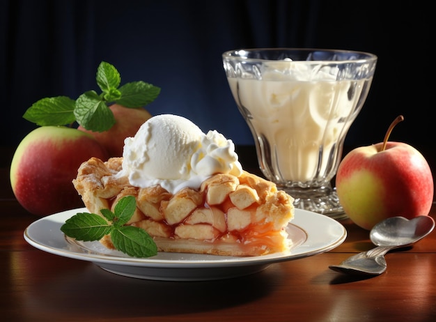 Tarta de manzana con helado