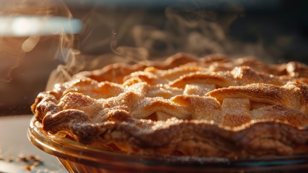 Tarta de manzana recién horneada de cerca