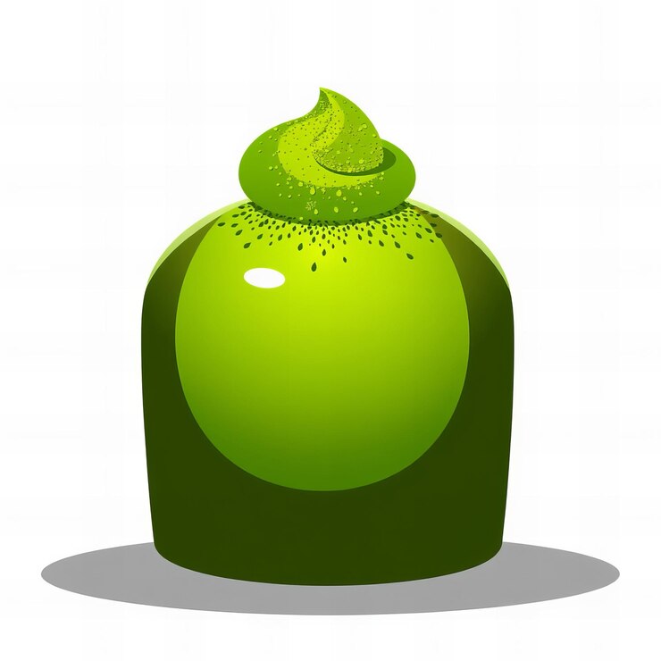 Tarta de matcha entera con un glaseado de matcha y una salpicadura de polvo de matcha