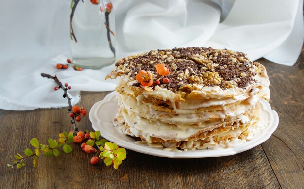 Tarta Napoleón - tarta multicapa con crema