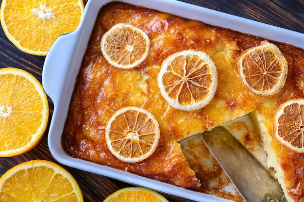 Tarta de naranja portokalopita