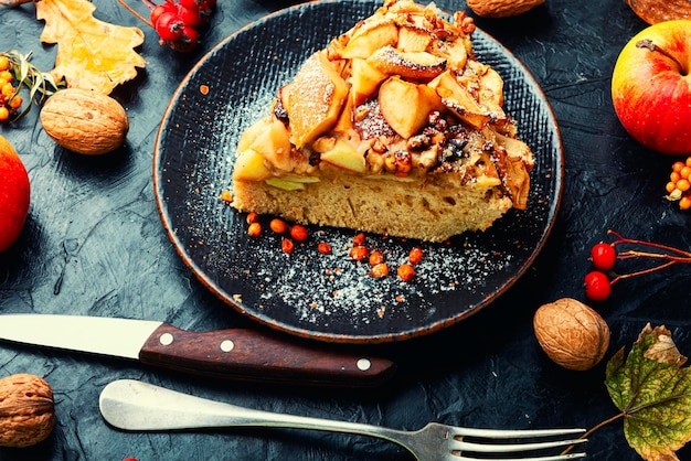 Tarta o tarta de manzana otoñal