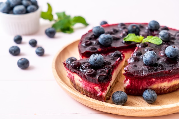 Tarta de queso con arándanos