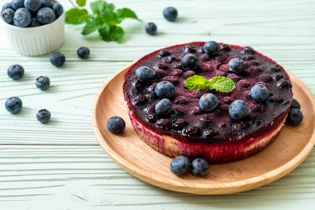 Tarta de queso con arándanos