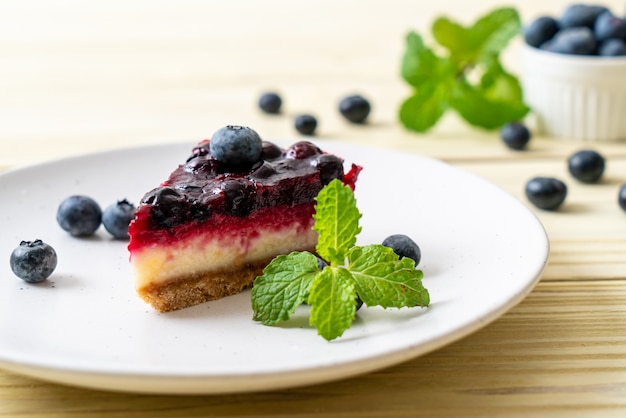 Tarta de queso con arándanos