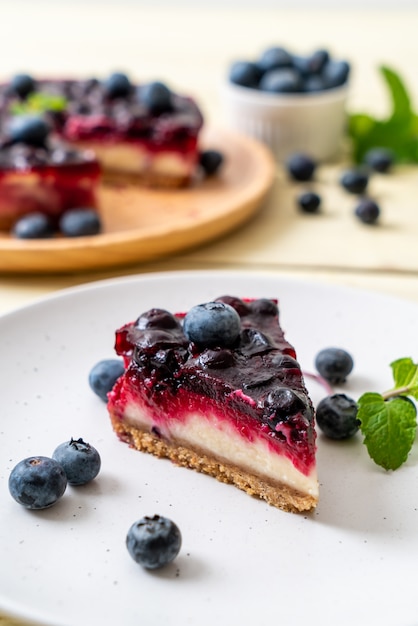 Tarta de queso con arándanos