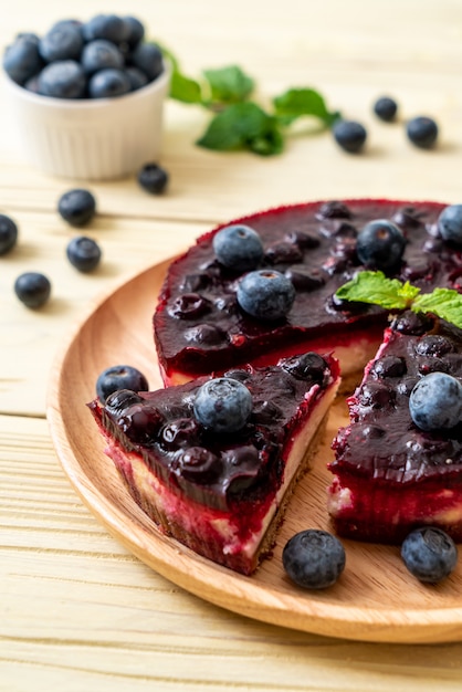 Tarta de queso con arándanos