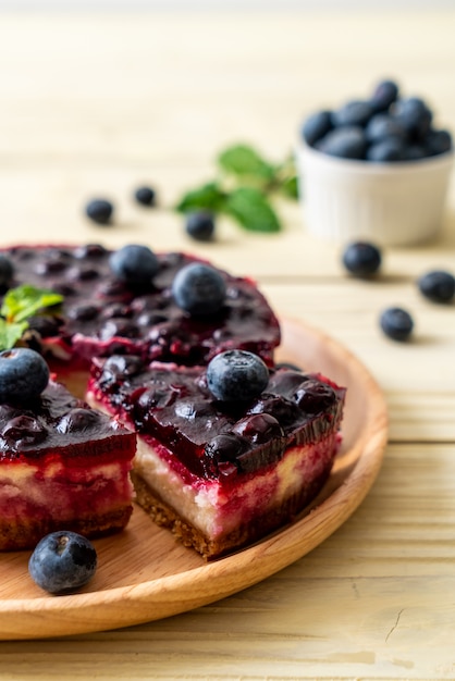 Tarta de queso con arándanos