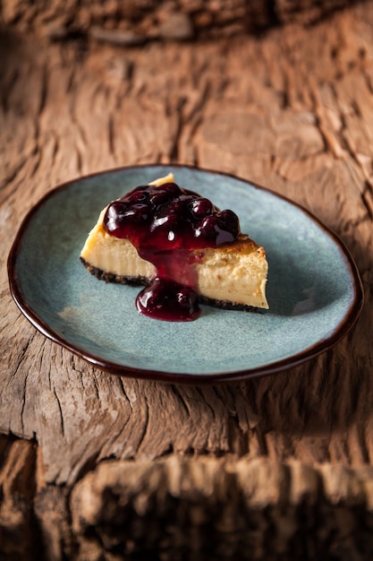 Tarta de queso con arándanos