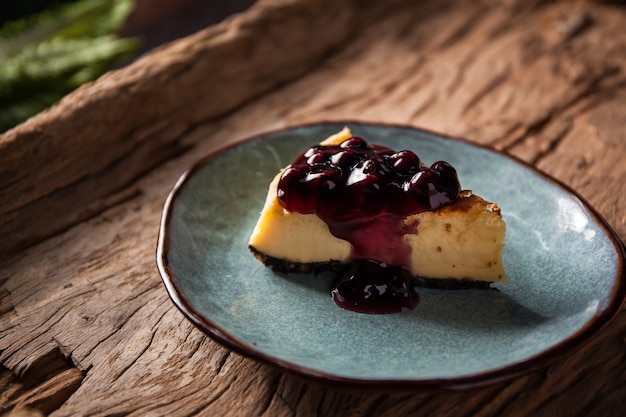 Tarta de queso con arándanos