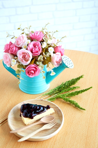 Foto tarta de queso con arándanos