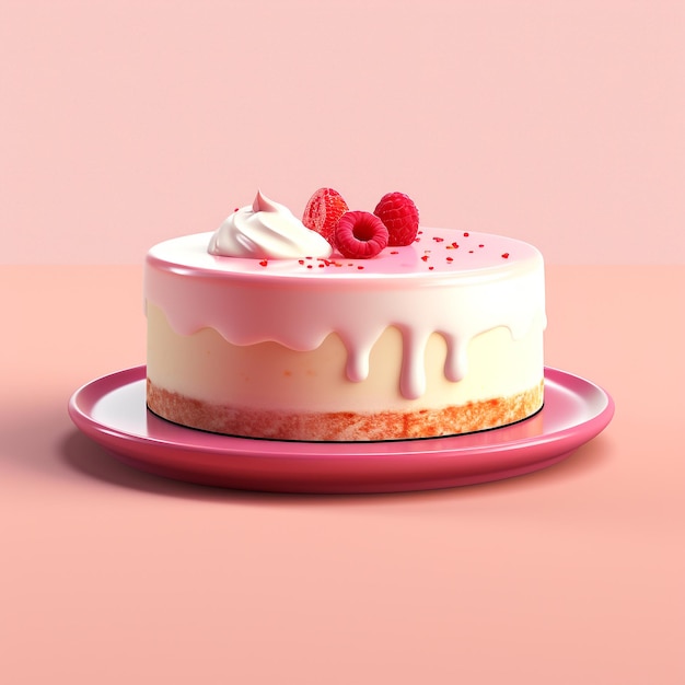 Tarta de queso con fondo blanco y rosa