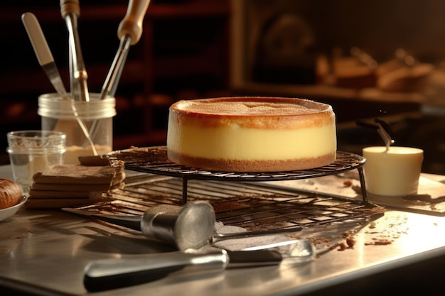 tarta de queso frente al horno moderno publicidad profesional fotografía de alimentos