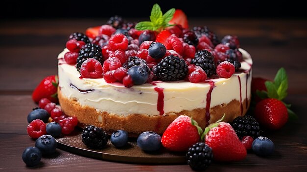 Tarta de queso con frutas del bosque