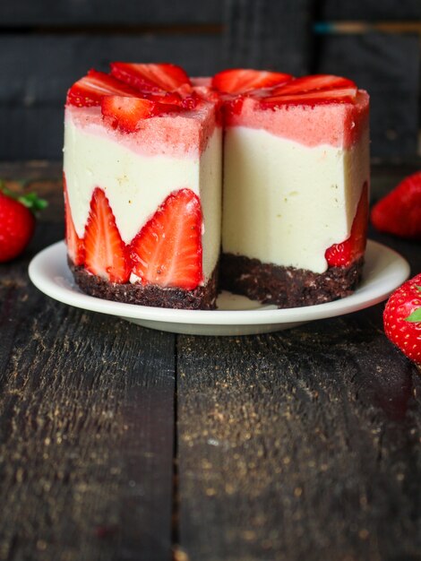 tarta de queso frutilla dulce