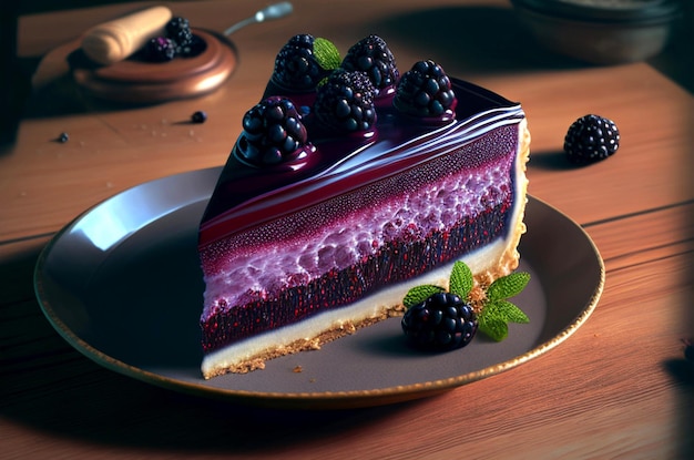 Foto tarta de queso con moras