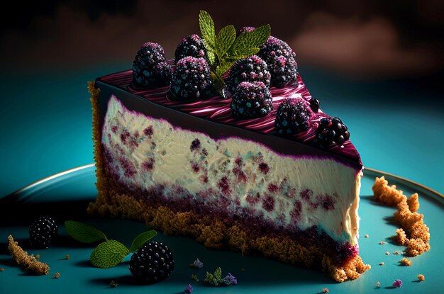 Foto tarta de queso con moras