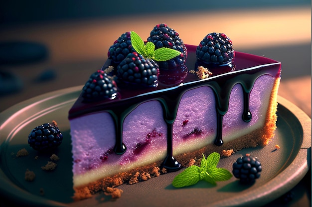 Foto tarta de queso con moras