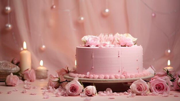 La tarta rosa es para celebrar.