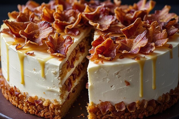 Tarta de tocino de arce con trozos de tocino crujientes