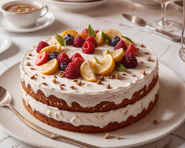 Tarta con topping de frutas