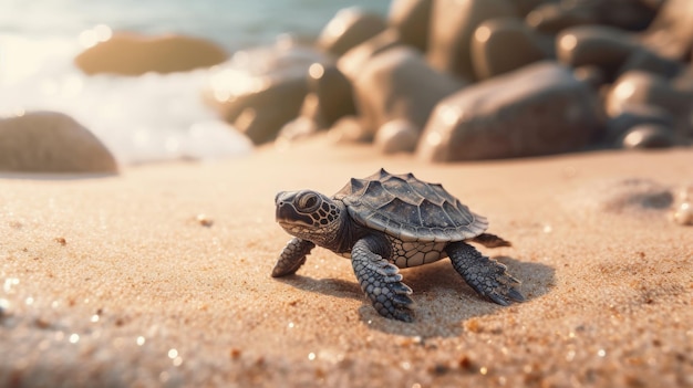 tartaruga bebê na praia