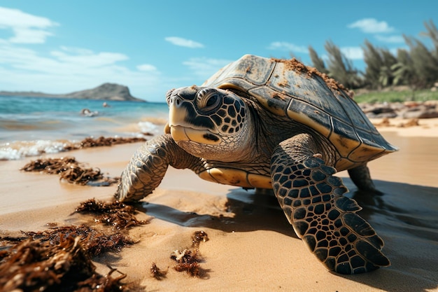 Tartarugas marinhas na praia Proteção da vida selvagem Conservação