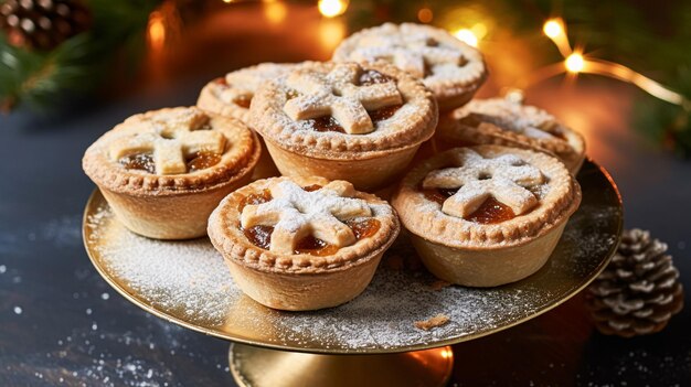 Foto tartas tradicionais inglesas de carne picada para o natal