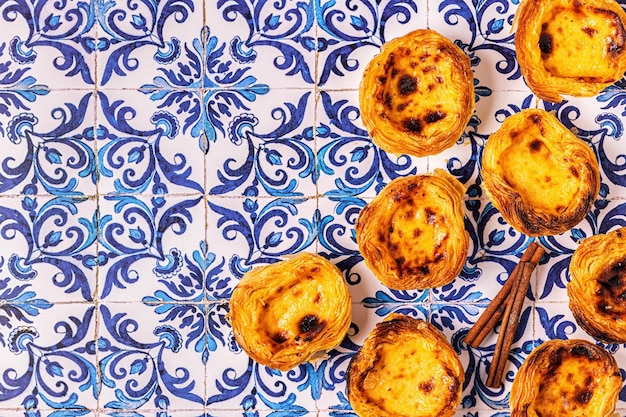 Foto tarte de ovos sobremesa tradicional portuguesa pastel de nata