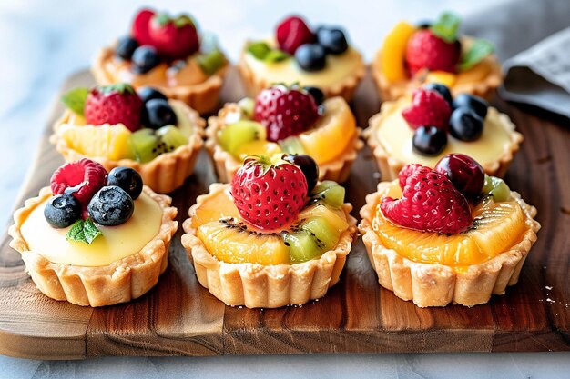 Tartes de frutas com recheio de creme de leite