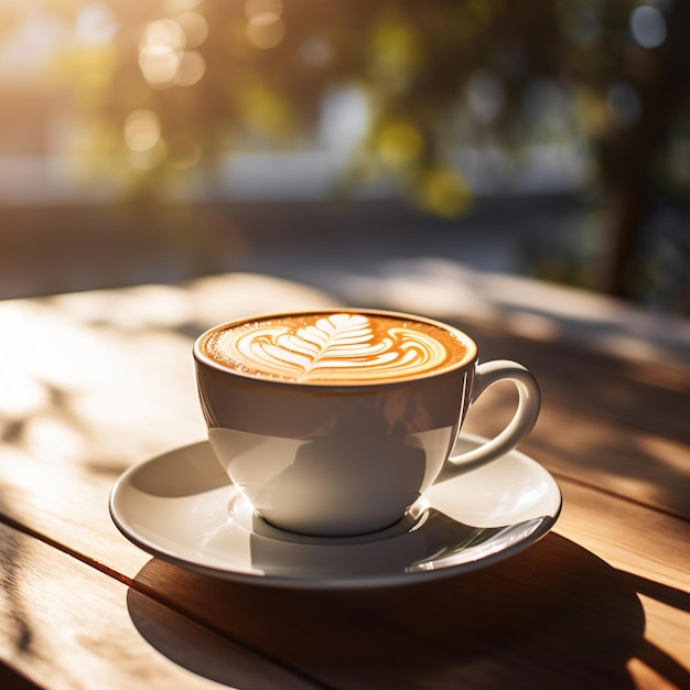 Tasse Cappuccino-Kaffee mit Latte-Art-Ständern