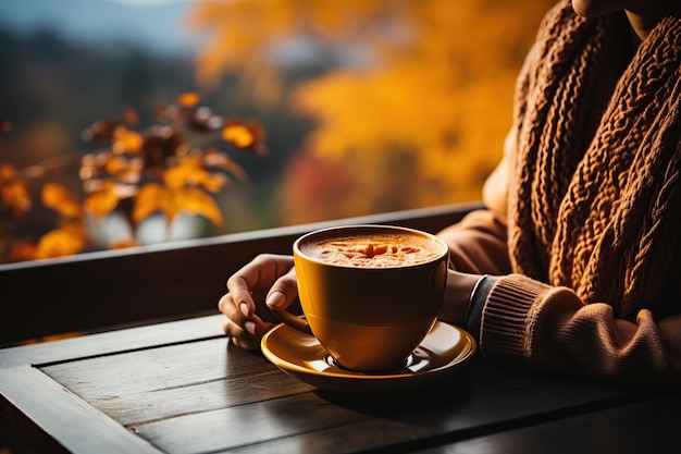 Tasse heiße Schokolade im Winter KI generiert