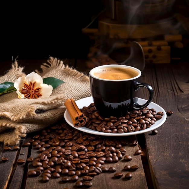 Tasse heißes Kaffeegetränk mit Kaffeestrahl