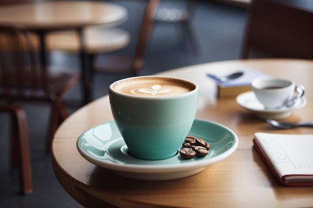 Tasse Kaffee am Cafétisch