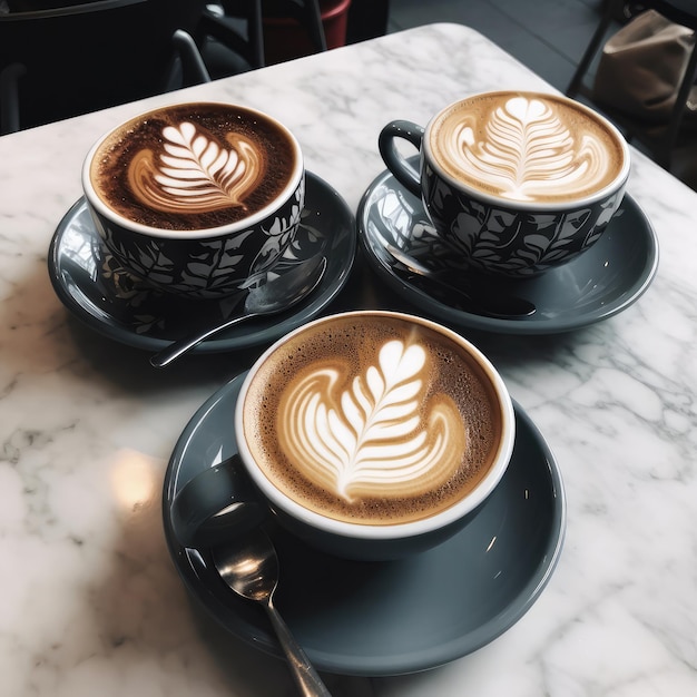 Tasse Kaffee auf dem Tisch mit Restauranthintergrund und schönen Lichtern