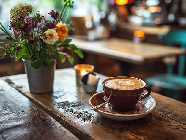 Foto tasse kaffee auf dem tisch