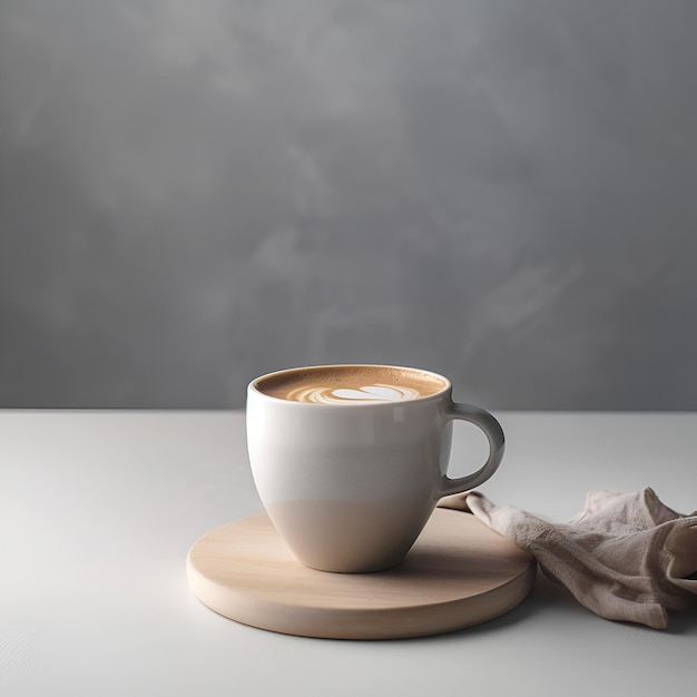 Tasse Kaffee auf grauem Hintergrund mit Kopierraum Generative KI-Inhalte