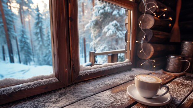 Tasse Kaffee auf Holztisch