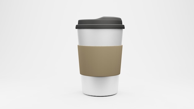 Tasse Kaffee. Auf weißem Hintergrund isoliert. 3D-Rendering.