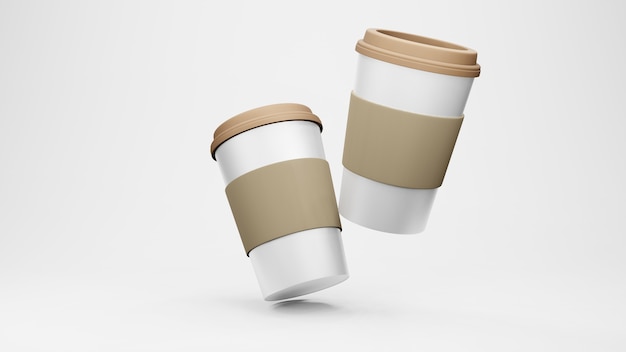 Tasse Kaffee. Auf weißem Hintergrund isoliert. 3D-Rendering.