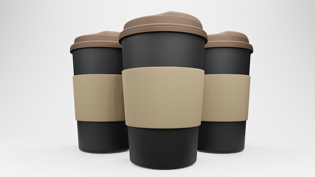 Tasse Kaffee. Auf weißem Hintergrund isoliert. 3D-Rendering.