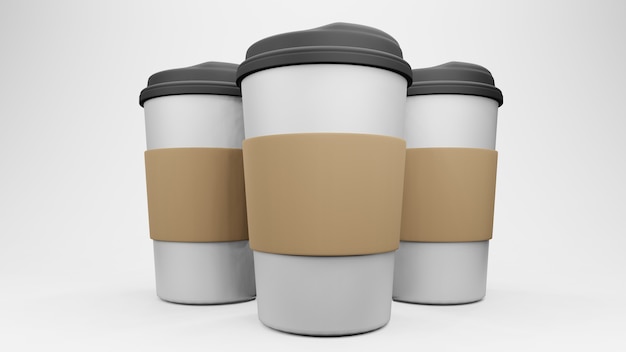 Tasse Kaffee. Auf weißem Hintergrund isoliert. 3D-Rendering.