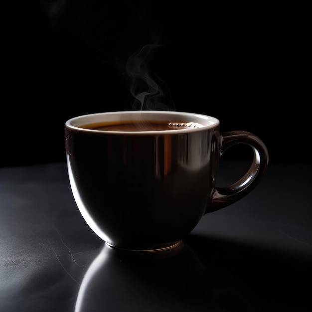 Tasse Kaffee mit dunklem Studiohintergrund