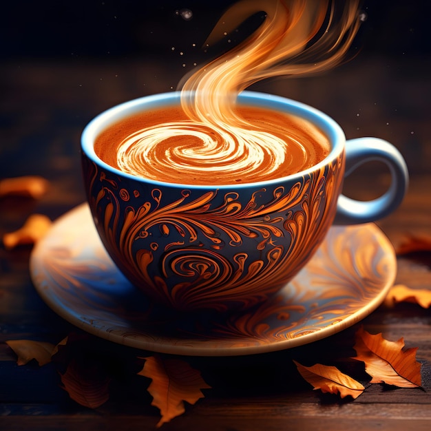 Tasse Kaffee mit einem Muster im Getränk