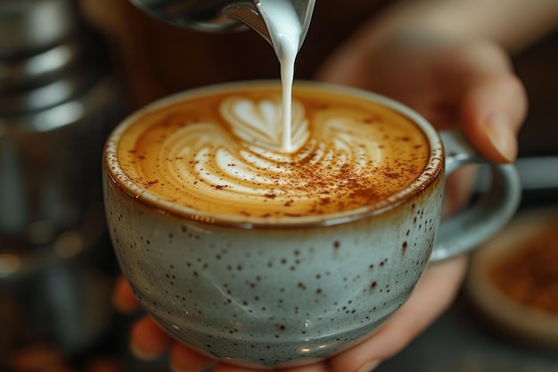 Tasse Kaffee mit Milchkunst